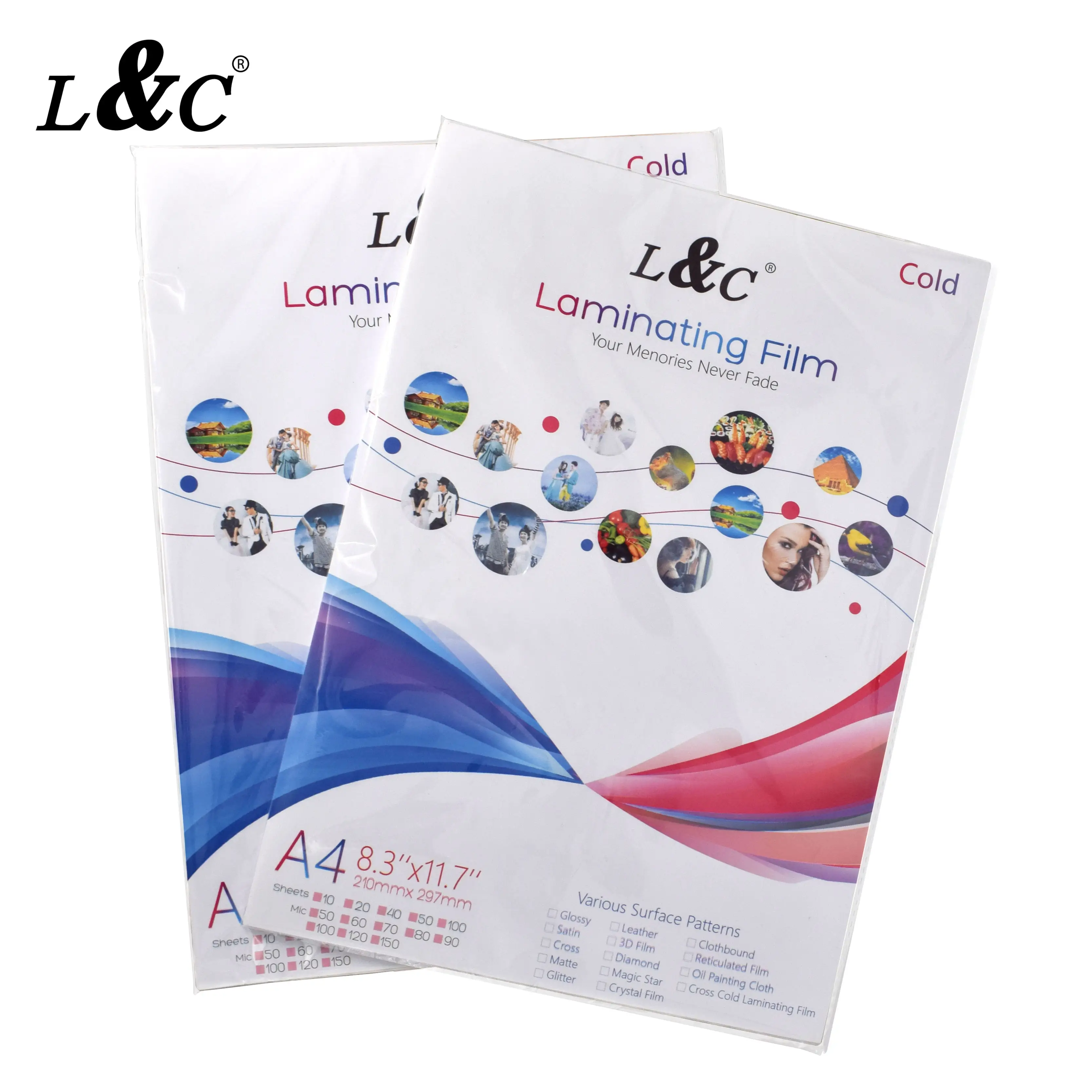 L & C Film Laminasi Dingin Foto, Tekstur L & C-Mengkilat untuk Foto