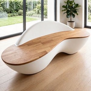 Sillón de Madera Artístico para Interiores Y501, Diseño Curvo Único con Rebanadas de Madera, Asiento de Descanso para Hogar y Estudio - Product Image 2
