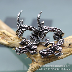 Pendientes yunnique con forma de dragón, estilo punk rock, de plata tibetana, para hombres y mujeres - Product Image 5