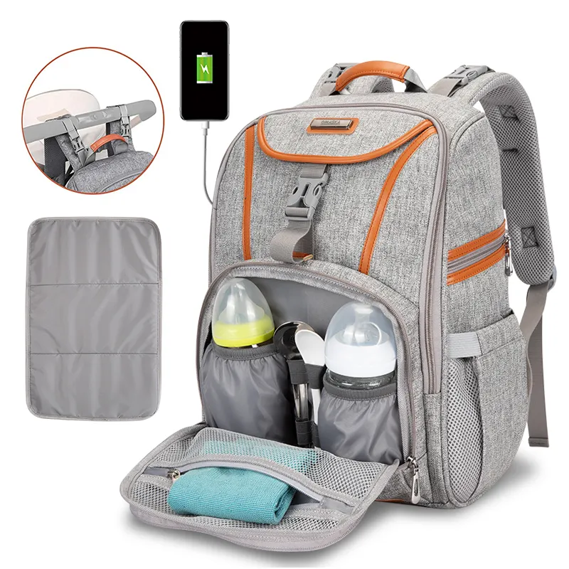 Omaska-mochila personalizada para mamá, bolsa de viaje impermeable Oxford para pañales de bebé con estación de cambio