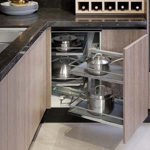 Gabinetes de Cocina Modulares con Encimera de Vidrio y Cuarzo Ecológicos, Personalizados, Venta al por Mayor de Fábrica, con Correderas para Cajones - Product Image 3