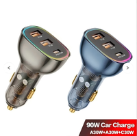 Chargeur de voiture USB C 80W 90W 130W à charge rapide pour iPhone, adaptateur de chargeur de voiture Type C ultra-rapide compatible avec iPhone 16, iPad Pro, Galaxy