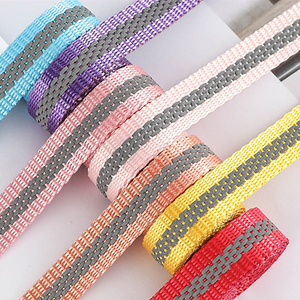Factory Direct Supply Polyester <b>Webbing</b> 1.2 cm 1.5 cm Reflective Straps 5 Reflective Lines <b>Webbing</b> for Pet Leash Shoes Hat - Product Image 2