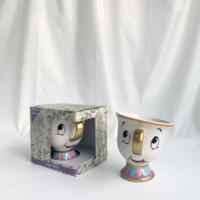 Tasse à thé et à café en céramique 3D FAB Starpoint La Belle et la Bête avec impression de feuille d'or