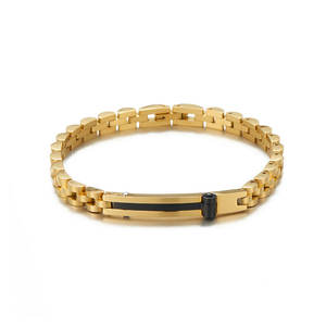 Pulsera y brazalete de moda para hombre de acero inoxidable 316L antideslustre, chapado en oro de 14K y 18K, espacios en blanco grabables para pulseras de hombre - Product Image 5