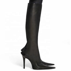 Botas de tacón de aguja personalizadas para mujer con cremallera lateral, diseño de diseñador, hasta la rodilla, tacón fino, punta afilada, botines largos - Product Image 6