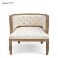 Französisches Design Doppelsitzer-Holzsofa mit Leinen und Knöpfen für Wohnzimmer, Esszimmer, Villen, Hotels, Hochzeiten - Fabrik-Großhandel