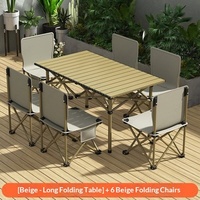Ensemble table et chaises pliantes carrées en métal, style loisirs et détente, pour camping et barbecue en extérieur, vente en gros