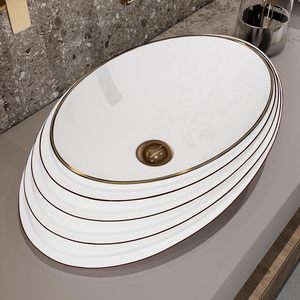 Lavabo de Cerámica Moderno de Primera Calidad con Diseño Ingenioso, Resistente al Agua, para Baño de Hotel - Product Image 1