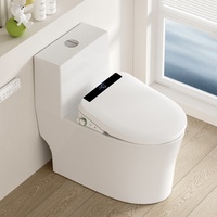 Toilette intelligente en forme de U avec siège chauffant à fermeture douce, bidet intelligent, pression d'eau réglable, séchage à l'air, lavage féminin