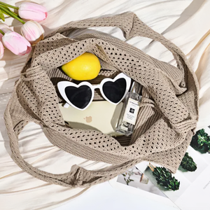 Bolso de mano con nudo de muñeca a cuadros grueso <span class=keywords><strong>y</strong></span> hombro de punto personalizado para hombres <span class=keywords><strong>y</strong></span> mujeres con diseño de flores de punto <span class=keywords><strong>y</strong></span> Material de algodón - Product Image 5