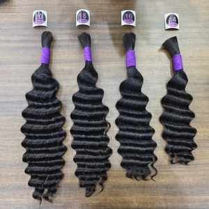 Kama cao cấp Ấn Độ Trinh Nữ phần mở rộng tóc sâu sóng bó cho bện máy đôi sợi ngang xoăn số lượng lớn dệt tóc con người - Product Image 2