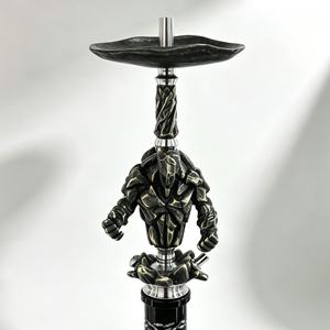 Moderno Set de Fumar Shisha/Hookah de Acero Inoxidable con Acabado en Laca Negra y Base Esculpida, Ideal para Regalo o Uso en Bares - Product Image 2
