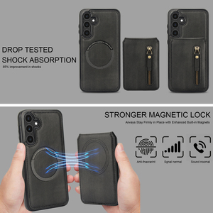 Funda desmontable <span class=keywords><strong>2</strong></span> en 1 con tarjetero para <span class=keywords><strong>Samsung</strong></span> A15 A55 A72 5G, funda magnética inalámbrica de cuero para teléfono móvil - Product Image 6