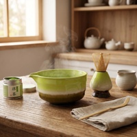 Ensemble de bols à matcha en céramique japonaise, émaillés à la main, minimalistes, 500 ml, couleur naturelle, pour réceptions de thé, en stock, couleur personnalisable