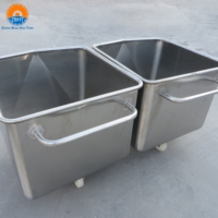 Chariot à seau en acier inoxydable 304, capacité 200L, épaisseur 2mm, pour transfert de viande en abattoir, haute efficacité, multifonctionnel
