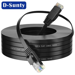 สายแพทช์คอร์ด Cat6 แบบแบน UTP ความเร็วสูง 32AWG ทองแดงแท้ สายอีเธอร์เน็ต RJ45 สีดำขาว 1ม. 2ม. 3ม. 5ม. 10ม. 15ม. 20ม. 30ม. - Product Image 2