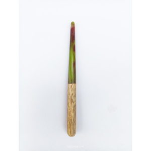Natural Wood Green Red Resin <b>Crochet</b> <b>Hook</b> Smooth Ergonomic Handle Handmade Knitting Tool for Yarn Crafting - Product Image 1