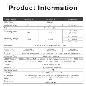 Nouveau Glossimètre Triangulaire de Laboratoire en Gros pour Fabricants, 20/60/85 Degrés, Portable, pour Surfaces Métalliques, de Précision - Product Image 4