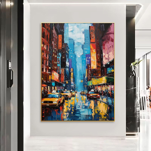 Impresión de arte de la ciudad de Nueva York de alta calidad en lienzo pintado a mano al óleo y paisaje de <span class=keywords><strong>acuarela</strong></span> estilo clásico moderno tamaño personalizado - Product Image 1