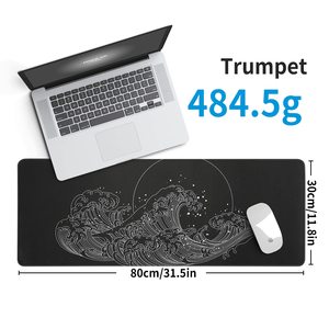 Tapis de souris de jeu japonais à vagues de mer, noir, grand tapis de souris d'anime, tapis de souris étendu, base en caoutchouc antidérapante, grand tapis de bureau pour le bureau - Product Image 6