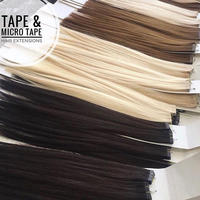 Extensions de cheveux naturels russes 100 % humains, double épaisseur, qualité 12A, à bandes adhésives, prix d'usine en gros