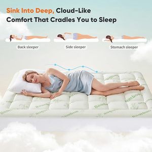 <span class=keywords><strong>Surmatelas</strong></span> rafraîchissant en fibre de bambou – Protège-matelas matelassé 3D et 7D avec housse respirante en viscose pour les personnes ayant chaud la nuit - Product Image 4