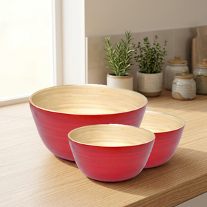 Bols et assiettes en bambou tressé écologiques vietnamiens - Haute qualité pour la cuisine et la décoration intérieure - Product Image 1