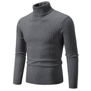 Custom Long Sleeve Sweaters for Winter <b>Men</b> Pullover High Neck Knitwear 100% Cotton <b>Men's</b> <b>Turtleneck</b> Sweater - Product Image 1