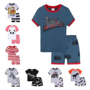 2019 summer short-sleeved thin cotton room home service cartoon pattern pretty boys girls children wear two pieces suit