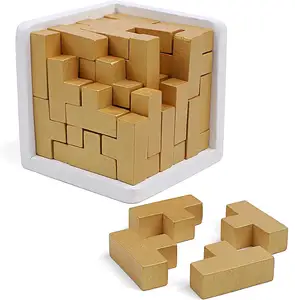 オリジナルの3D木製ブレインティーザーパズル天才スキルビルダーT字型ピース教育玩具子供と大人ギフトデスクパズル