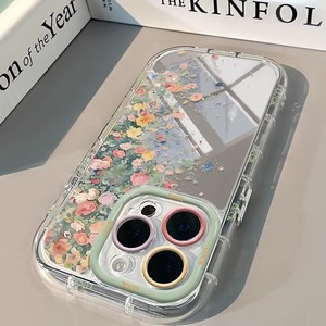Coque adaptée pour iPhone 16 Pro Max, coque miroir crème - fleurs colorées, coque de téléphone antichoc intégrale - Product Image 4
