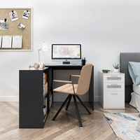 Bureau en forme de L, 360 directions de rotation, 106x106x75 cm, bureau d'angle, poste d'ordinateur noir pour étude de jeu, bureau à domicile