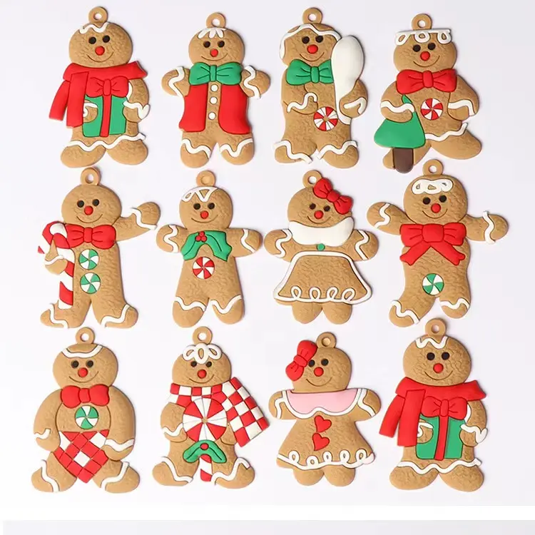 Amazon PVC Gingerbread Man happy New Year Ornament Cute pendant Christmas Tree Ornaments Home Christmas Decoration