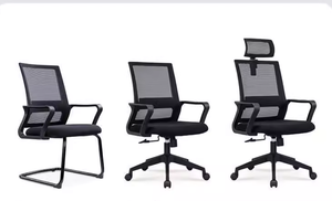 Chaise ergonomique populaire SHENHE à dossier bas, entièrement en maille, moderne, chromée, réglable en hauteur, pivotante, économique, avec appui-tête en mousse et tissu - Product Image 6