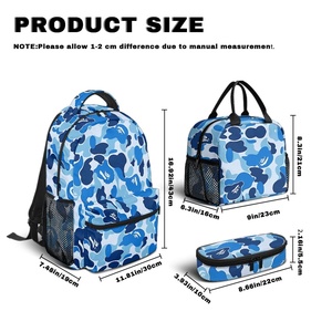Mochila con estampado completo <span class=keywords><strong>FACEBOOK</strong></span> HOT SELL, estuche para lápices escolar, bolsa de almuerzo moderna para estudiantes, niños y niñas, paquete de 3, bolsa para <span class=keywords><strong>parejas</strong></span> - Product Image 6