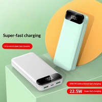 Batterie externe en plastique 20 000 mAh haute capacité, charge ultra-rapide, portable, logo personnalisé, cadeau, batterie au lithium polymère, écran LED
