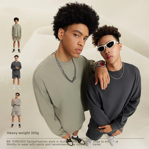 เสื้อยืดแขนยาวผ้าฝ้าย100% ทรงโอเวอร์ไซ<span class=keywords><strong>ส์</strong></span>สำหรับผู้ชาย<span class=keywords><strong>แฟ</strong></span>ชั่นฤดูใบไม้ผลิแบบปรับแต่งได้ - Product Image 3