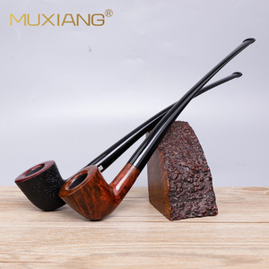 Muxiang Wooden Tobacco Pipe Bent Shape 9mm Tenon Joint Handmade Reading Pipe - Product Image 3