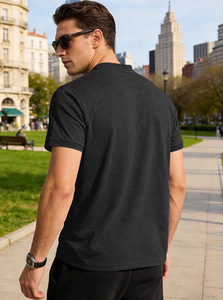 T-shirt unisexe d'été uni à col montant, manches courtes, tricot décontracté, en coton respirant, coupe classique, 200g, personnalisable - Product Image 5