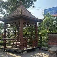Gazebo Hexagonal Chino con Tejas Decorativas de Madera