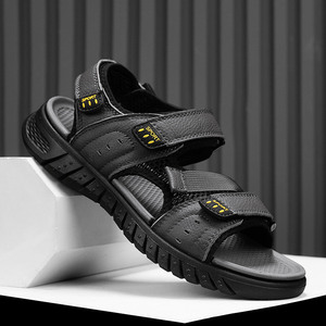 Chaussures de plage pour hommes, sandales de sport de plein air, style été, en cuir véritable, respirantes, antidérapantes, légères, décontractées - Product Image 5