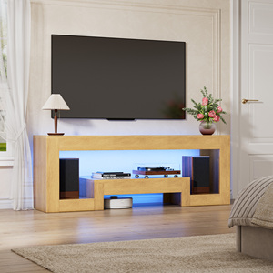 <span class=keywords><strong>Meuble</strong></span> <span class=keywords><strong>TV</strong></span> minimaliste Japandi avec éclairage LED, console multimédia de 54,3 pouces pour téléviseurs de 45 à 65 pouces, salon, chambre à coucher - Product Image 2