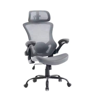 Chaise de bureau moderne JR RACING à dossier haut, réglable en hauteur, mécanisme papillon, ergonomique, accoudoirs relevables, support dorsal en maille, pour la maison