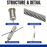 Support de suspension bidirectionnel réglable pour câble métallique, pince robuste pour suspension de tableaux et luminaires