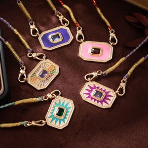 Collar Bohemio Delicado en Capas con Colgante Octogonal de Esmalte Colorido y Cadena de Cuentas, Chapado en Oro de 18K, Joyería de Moda Unisex, Regalo - Product Image 6