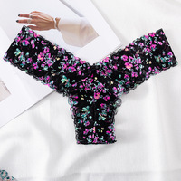 Braguitas con estampado de encaje para mujer, bragas ultrafinas transpirables de talle bajo, lencería floral sexy, ropa interior sin costuras con entrepierna de nailon suave