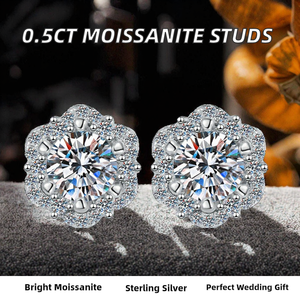 Precios de Fábrica, Joyería Fina, Pendientes de Plata de Ley S925 con Diamante Sintético Moissanite de 0.5Ct, Corte Brillante, Chapado en Rodio - Product Image 2