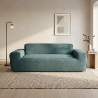 Zeitgenössisches 2-Sitzer-Sofa, geradlinig, mit breiten Armlehnen, schlichtes, solides Sofa für die Dekoration des Familienwohnzimmers