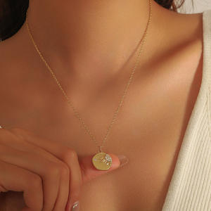 Collar con Colgante de Girasol, Diamantes, Cadena de Bambú y Cobre, Diseño Exclusivo, para Parejas y <span class=keywords><strong>Amigos</strong></span>, Cadena Versátil para Clavícula - Product Image 4